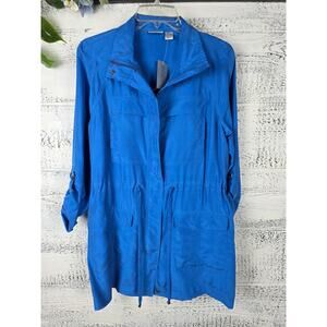 Chico’s | 100% Silk Blue Soft Utility Stancian Jacket - Size 8